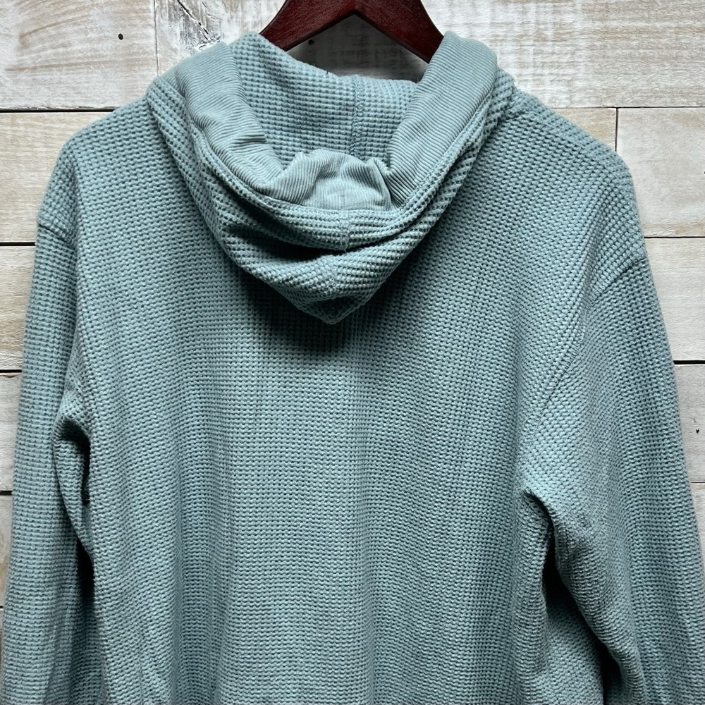 Jane Delancy Top Womens 1X Blue Waffle Knit‎ Hooded Long Sleeve Pullover - Picture 4 of 11